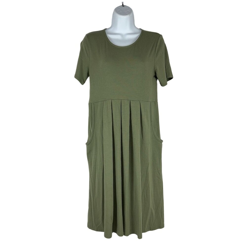 Zenana Premium Womens Green Midi Dress with Pockets Size Medium